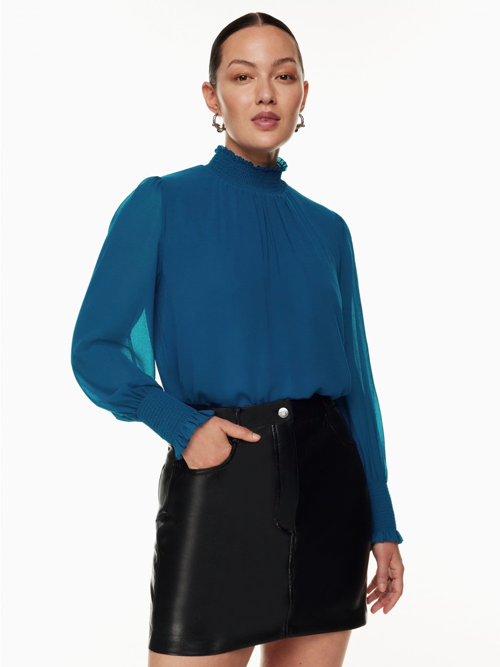 Aritzia Wilfred Valencia Blouse Ultramarine Blue